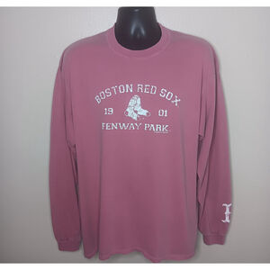 VTG Y2K Boston Red Sox Fenway Large MLB T-shirt Salmon Pink Authentic Pigment
